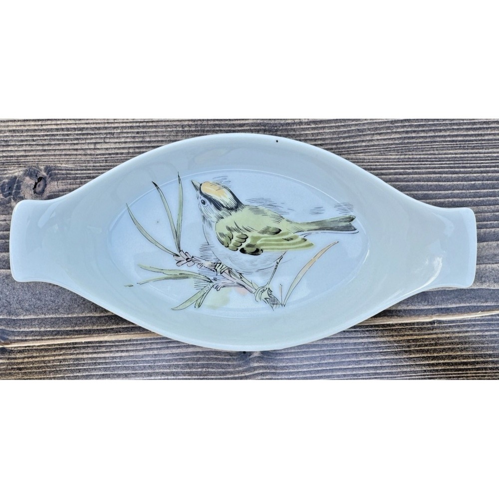 Vintage Enesco Song Bird Individual Gratin Dish Oval Mini Baker 1976